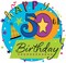 Happy 50th Birthday Party Hat Streamers and Stars Edible Cake Topper Image 8in Round